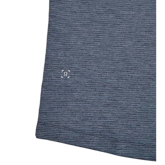 Lululemon (Mens Medium) Gray Striped Short Sleeve Stretch Button Polo Golf Shirt - Picture 6 of 6